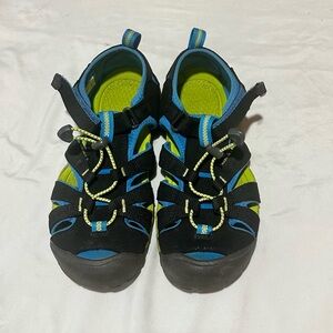 Keen Black and Blue Water Shoes with Protective Toe Cap